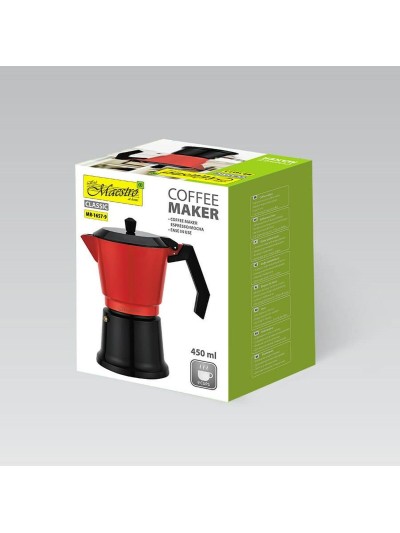 Cafetera Italiana Feel Maestro MR-1657-9 Negro Rojo Aluminio 450 ml 9 Tazas