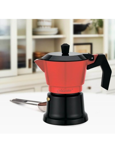 Cafetera Italiana Feel Maestro MR-1657-3 Negro Rojo Aluminio 150 ml 3 Tazas