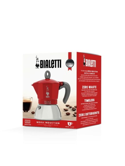 Cafetera Italiana Bialetti Moka Induction Rojo Metal