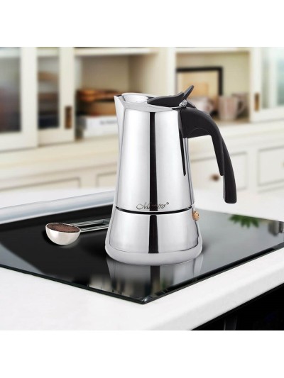 Cafetera Italiana Feel Maestro MR-1660-6 Negro Plateado Acero Inoxidable 18/10 300 ml 6 Tazas