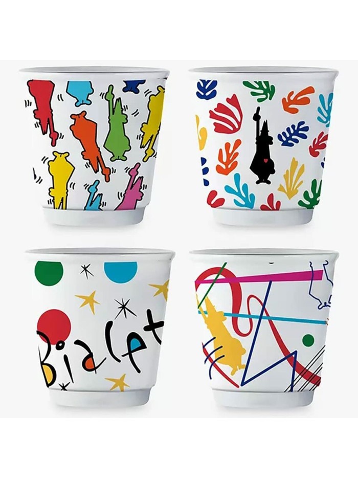 Piece Coffee Cup Set Bialetti Arte White Porcelain 60 ml 4 Pieces