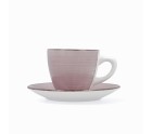 Juego de Tazas con Platos Quid Vita Morning Rosa Cerámica (4 Piezas) (6 Unidades)