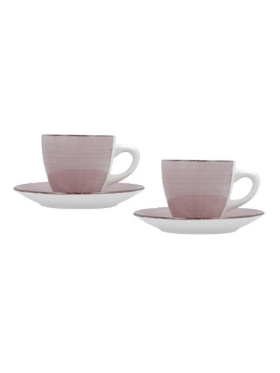 Juego de Tazas con Platos Quid Vita Morning Rosa Cerámica (4 Piezas) (6 Unidades)