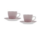 Set of Mugs with Saucers Quid Vita Morning Pink Ceramic (4 Pieces) (6 Units)