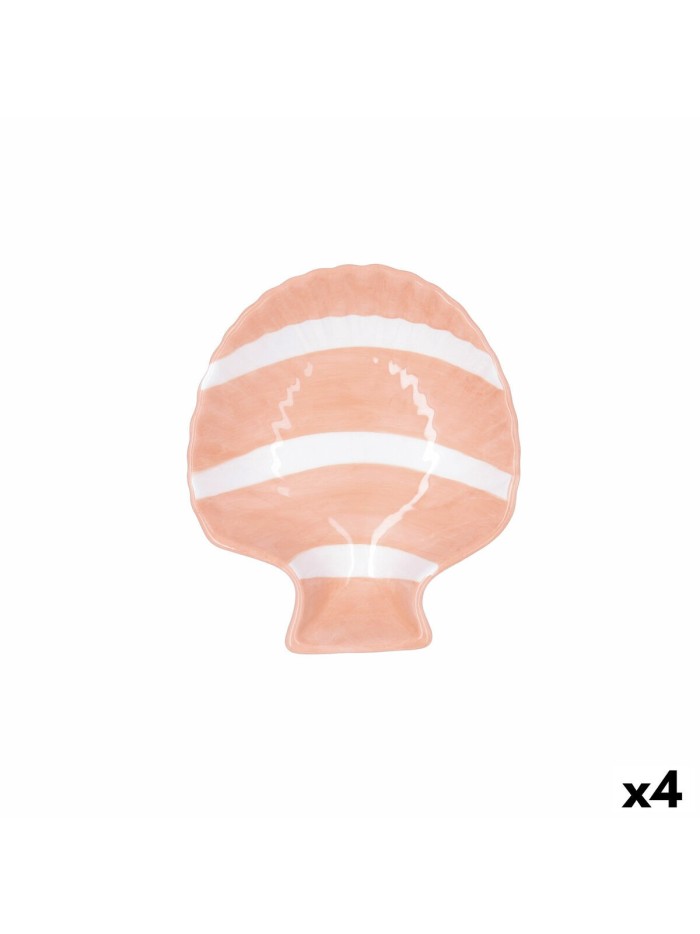 Cuenco Quid Kaleido Coral Cerámica Concha 16 x 14 x 4 cm (4 Unidades)