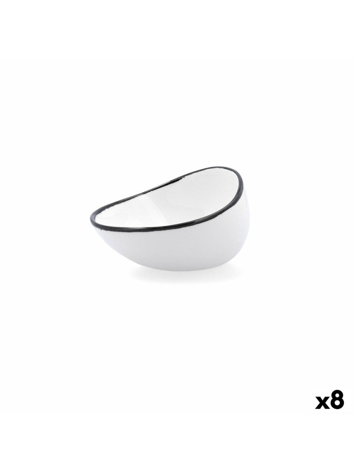 Bowl Ariane Vital Filo White Black Ceramic 12,5 cm (8 Units)