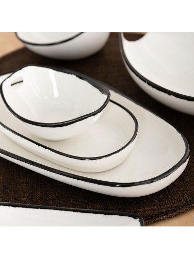 Cuenco Ariane Vital Filo Blanco Negro Cerámica 12,5 cm (8 Unidades)