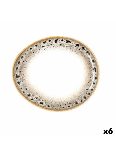 Plato Llano Ariane Jaguar Freckles Marrón Cerámica Ovalado 18,7 cm (6 Unidades)