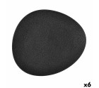 Plato Llano Bidasoa Fosil Negro Cerámica Ovalado 28 x 24,8 x 2,5 cm (6 Unidades)