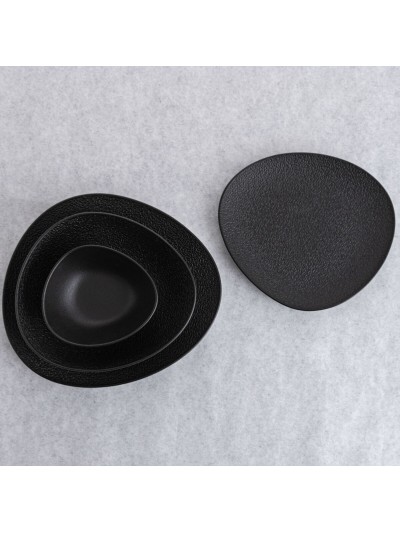 Plato Llano Bidasoa Fosil Negro Cerámica Ovalado 28 x 24,8 x 2,5 cm (6 Unidades)
