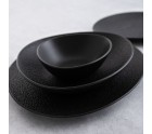 Plato Llano Bidasoa Fosil Negro Cerámica Ovalado 28 x 24,8 x 2,5 cm (6 Unidades)