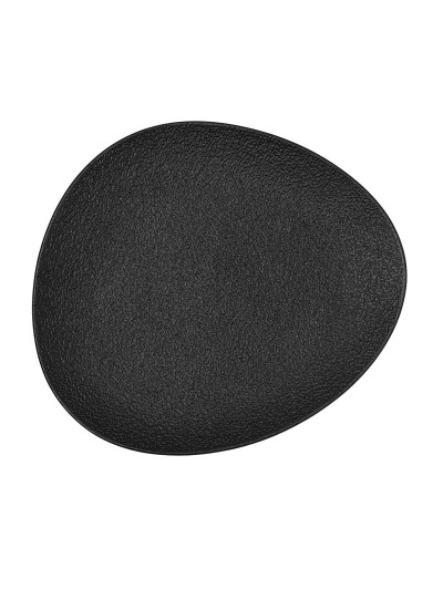 Plato Llano Bidasoa Fosil Negro Cerámica Ovalado 28 x 24,8 x 2,5 cm (6 Unidades)