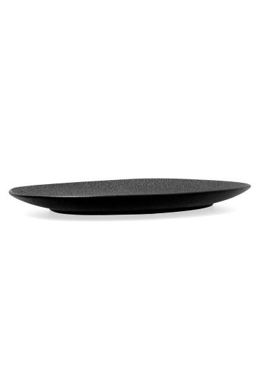 Plato Llano Bidasoa Fosil Negro Cerámica Ovalado 28 x 24,8 x 2,5 cm (6 Unidades)