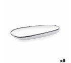 Plato Llano Ariane Vital Filo Blanco Negro Cerámica Rectangular 27 cm (8 Unidades)