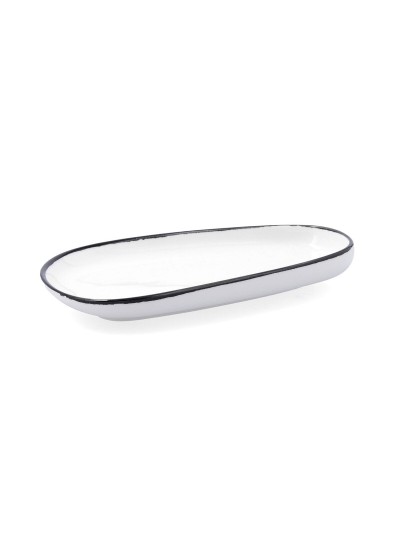 Plato Llano Ariane Vital Filo Blanco Negro Cerámica Rectangular 27 cm (8 Unidades)
