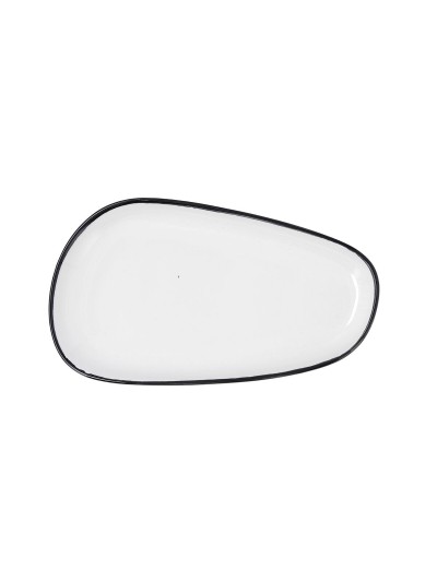 Assiette plate Ariane Vital Filo Blanc Noir Céramique Rectangulaire 27 cm (8 Unités)