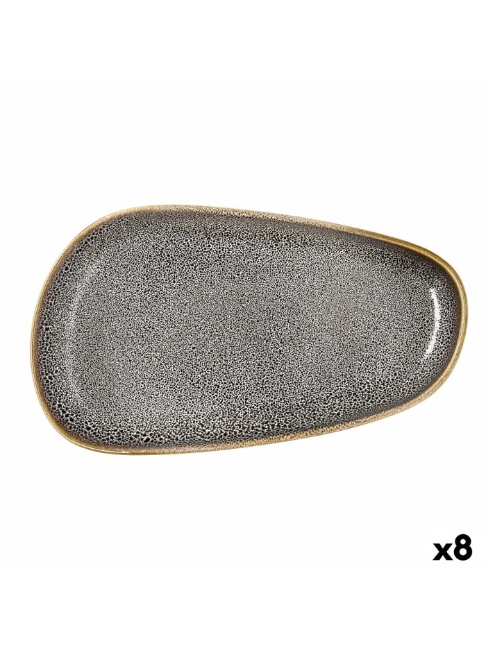 Plato Llano Ariane Jaguar Freckles Marrón Cerámica Rectangular 27 cm (8 Unidades)