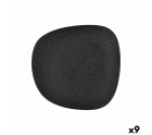 Plato Llano Bidasoa Fosil Negro Cerámica Cuadrado 21,1 x 20,3 x 2,3 cm (9 Unidades)