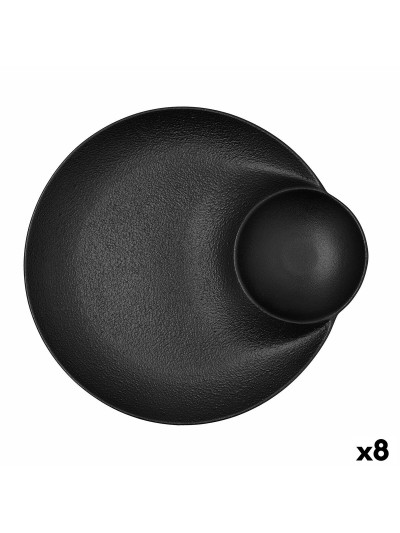 Plato Hondo Bidasoa Fosil Negro Cerámica 27,5 x 25,7 x 3,6 cm (8 Unidades)