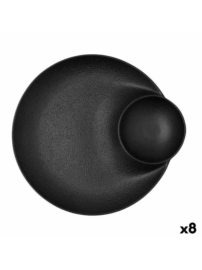Plato Hondo Bidasoa Fosil Negro Cerámica 27,5 x 25,7 x 3,6 cm (8 Unidades)