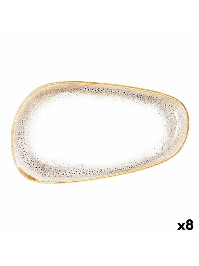 Plato Llano Ariane Jaguar Freckles Beige Cerámica Rectangular 27 cm (8 Unidades)