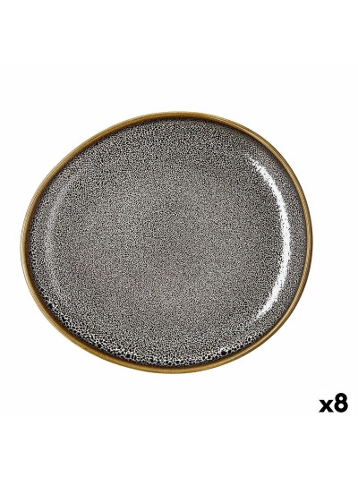 Plato Llano Ariane Jaguar Freckles Marrón Cerámica Ovalado 25 cm (8 Unidades)