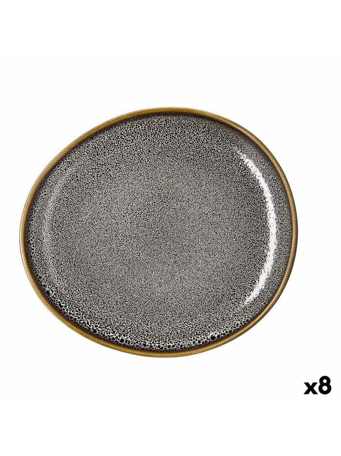 Assiette plate Ariane Jaguar Freckles Marron Céramique Oblongue 25 cm (8 Unités)