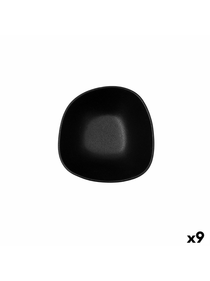 Cuenco Bidasoa Fosil Negro Cerámica Cuadrado 14 X 13,9 X 6,8 CM (9 Unidades)
