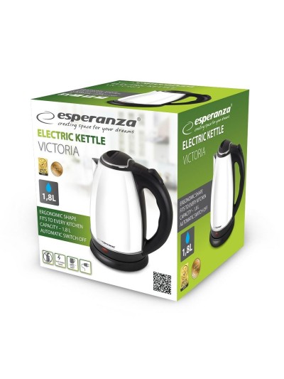 Hervidor Esperanza EKK113W Blanco Negro Acero Inoxidable Plástico 1800 W 1,8 L