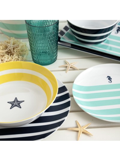 Plato de Postre Quid Atlantic Multicolor Bioplástico 20 cm (12 Unidades)