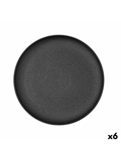 Plato Llano Bidasoa Fosil Negro Cerámica 26,5 x 26,4 x 2,3 cm (6 Unidades)