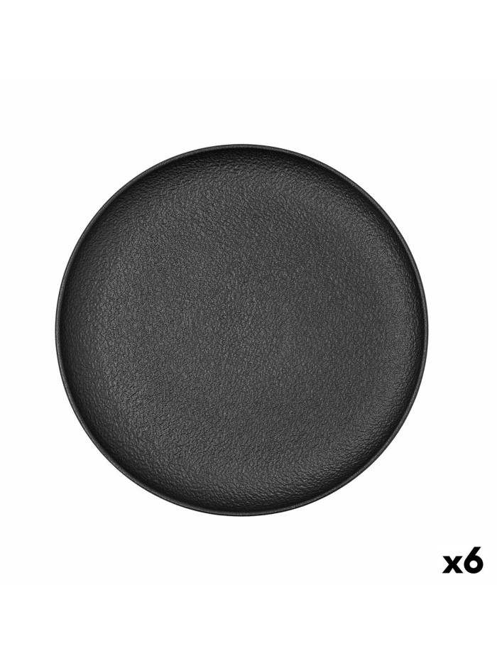 Flat Plate Bidasoa Fosil Black Ceramic 26,5 x 26,4 x 2,3 cm (6 Units)