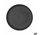 Flat Plate Bidasoa Fosil Black Ceramic 26,5 x 26,4 x 2,3 cm (6 Units)
