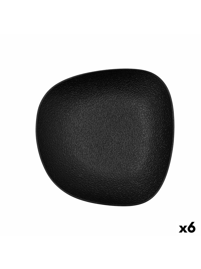 Plato Hondo Bidasoa Fosil Negro Cerámica Cuadrado 21,9 x 21,7 x 4,8 cm (6 Unidades)