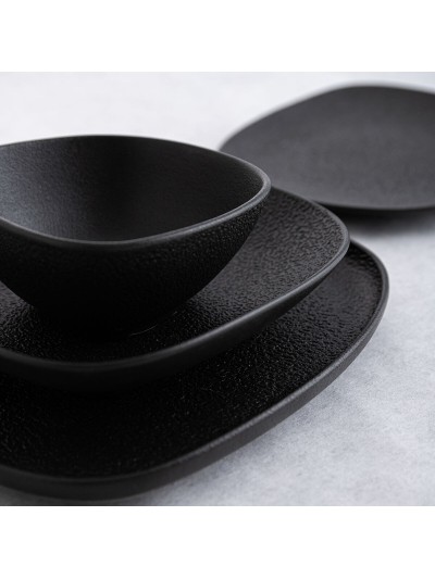 Plato Hondo Bidasoa Fosil Negro Cerámica Cuadrado 21,9 x 21,7 x 4,8 cm (6 Unidades)