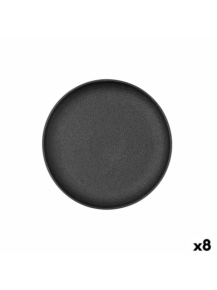 Plato Llano Bidasoa Fosil Negro Cerámica 21,3 x 21,2 x 2,2 cm (8 Unidades)