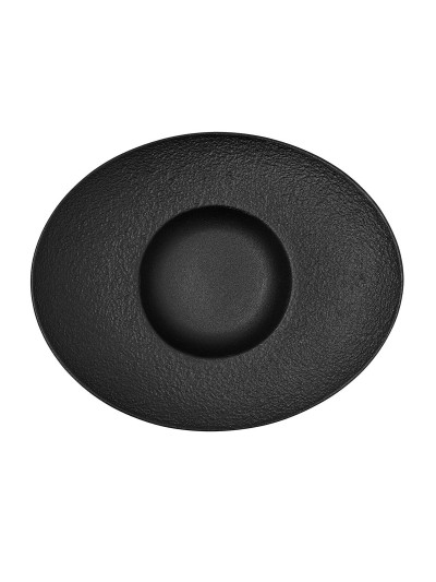 Plato Hondo Bidasoa Fosil Negro Cerámica Ovalado 27,3 x 22,2 x 5,7 cm (8 Unidades)