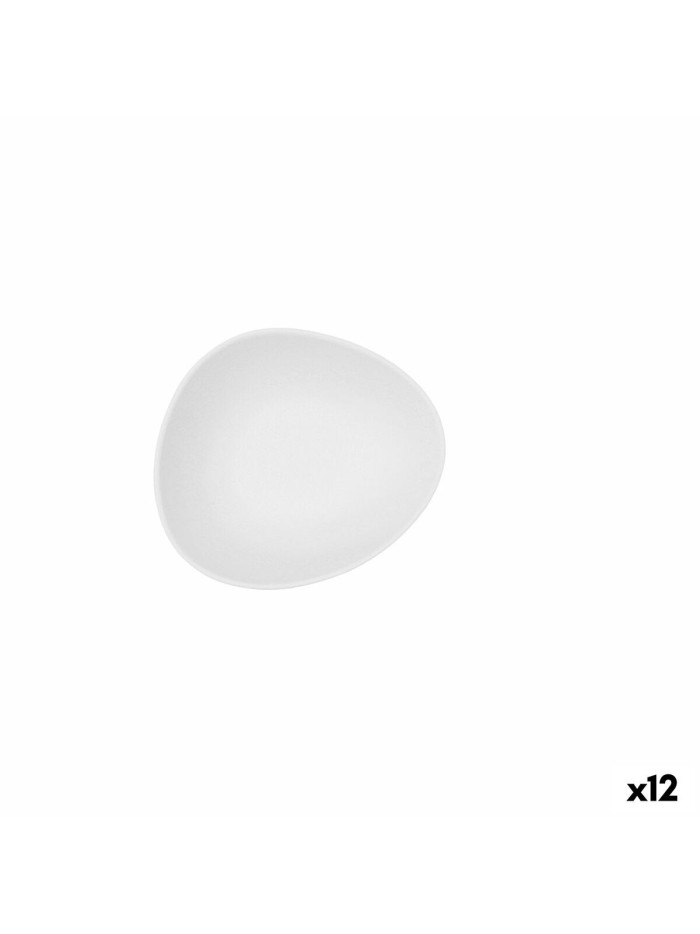 Bol Bidasoa Fosil Blanc Céramique Oblongue 14 x 12,4 x 4,8 cm (12 Unités)