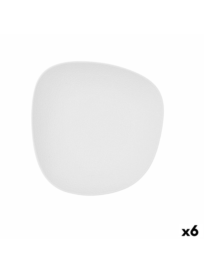 Plato Hondo Bidasoa Fosil Blanco Cerámica Cuadrado 21,9 x 21,7 x 4,8 cm (6 Unidades)