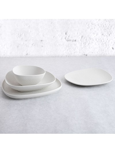 Plato Hondo Bidasoa Fosil Blanco Cerámica Cuadrado 21,9 x 21,7 x 4,8 cm (6 Unidades)