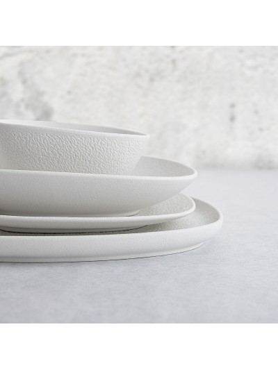 Plato Hondo Bidasoa Fosil Blanco Cerámica Cuadrado 21,9 x 21,7 x 4,8 cm (6 Unidades)