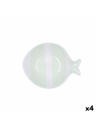 Cuenco Quid Kaleido Verde Cerámica Pez 15 x 13 x 4 cm (4 Unidades)