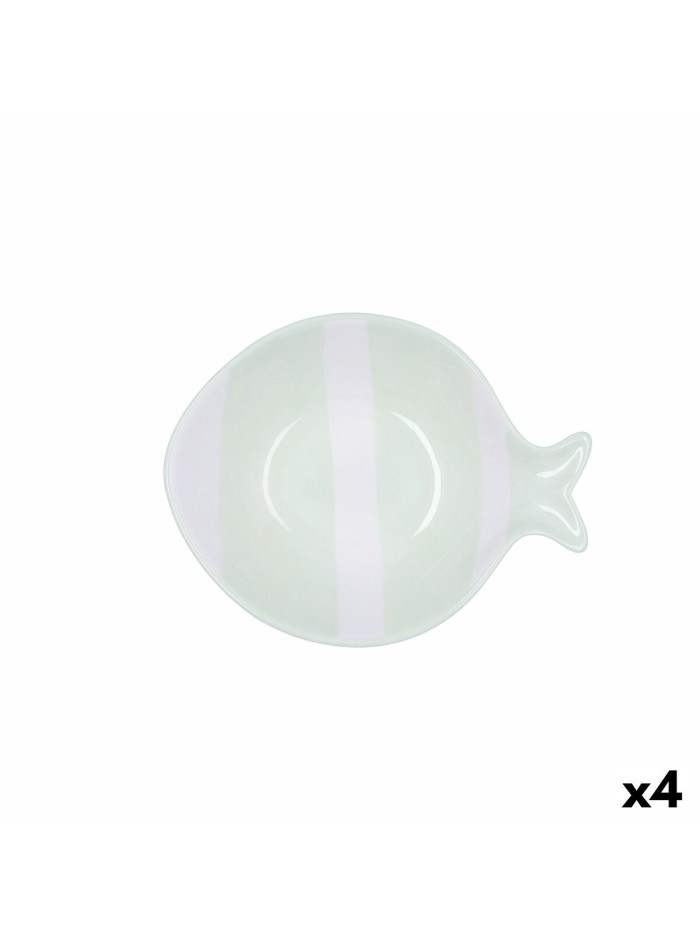 Bol Quid Kaleido Vert Céramique Poisson 15 x 13 x 4 cm (4 Unités)