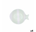 Bol Quid Kaleido Vert Céramique Poisson 15 x 13 x 4 cm (4 Unités)