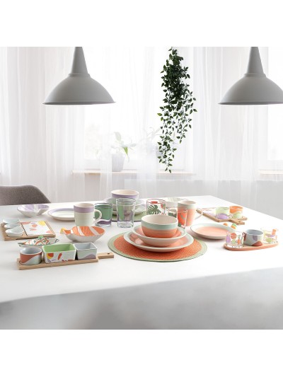 Bol Quid Kaleido Vert Céramique Poisson 15 x 13 x 4 cm (4 Unités)