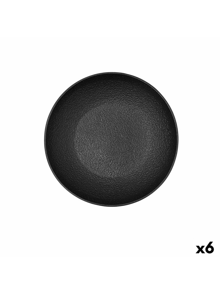 Plato Hondo Bidasoa Fosil Blanco Negro Cerámica 21 x 21 x 4,7 cm (6 Unidades)