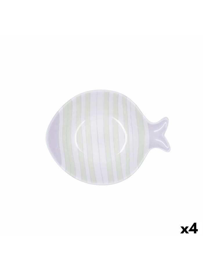 Bol Quid Kaleido Bicolore Céramique Poisson 15 x 13 x 4 cm (4 Unités)