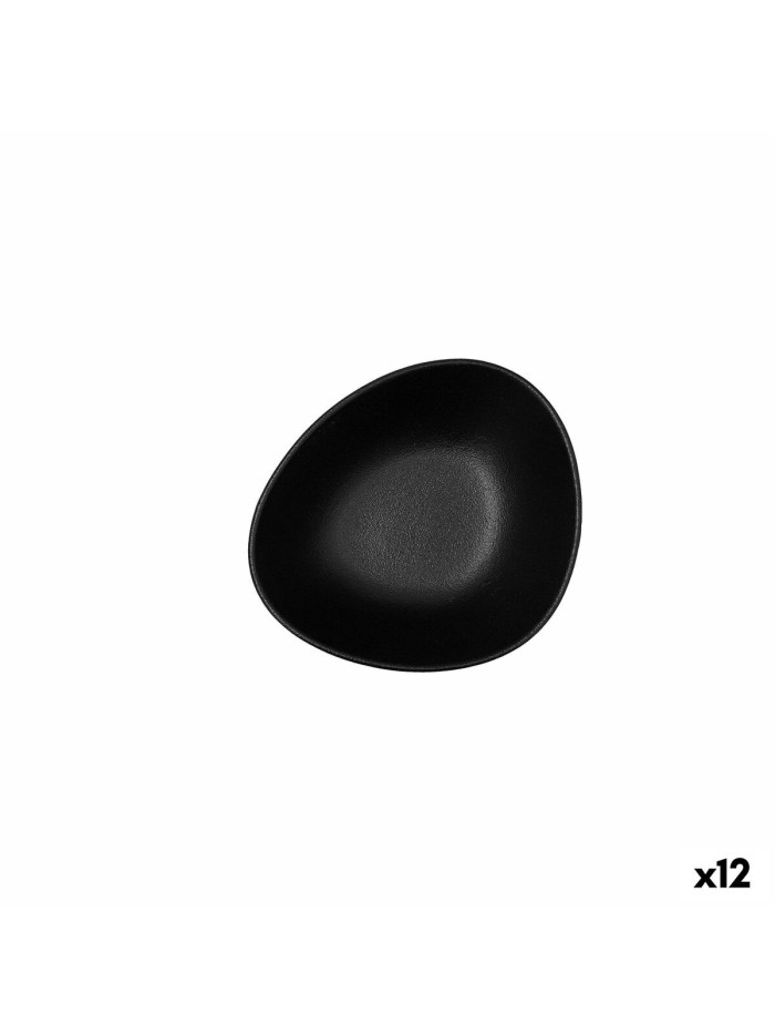 Bol Bidasoa Fosil Noir Céramique Oblongue 14 x 12,4 x 4,8 cm (12 Unités)