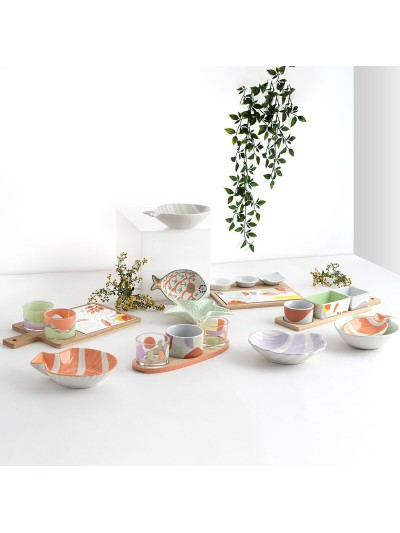 Plato de Postre Quid Kaleido Verde Coral Cerámica 19 cm (12 Unidades)
