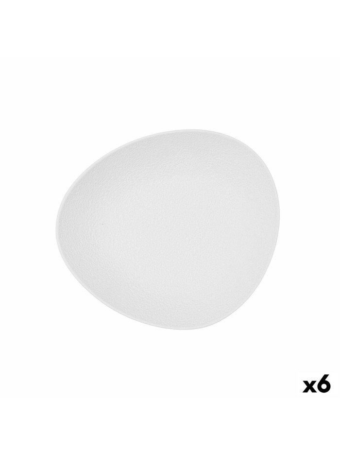 Plato Hondo Bidasoa Fosil Blanco Cerámica Ovalado 22 x 19,6 x 4,5 cm (6 Unidades)